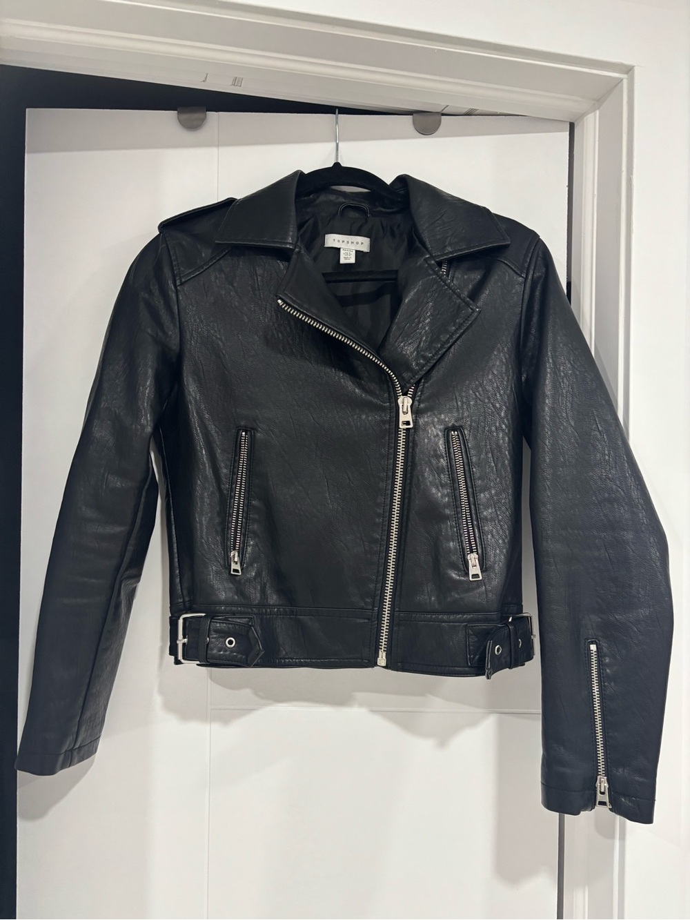 Topshop Black Faux Leather Moto Jacket